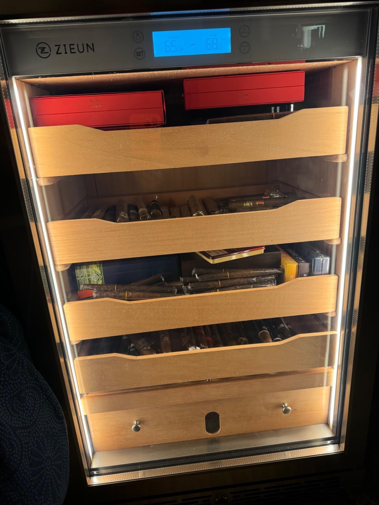 1500 Count Cigar Humidor Cabinet, 245L Large Electric Humidor with Heating and Cooling Temperature Control, Spanish Cedar Wood Drawers & Shelves, Stainless Steel Frame customer photo 1