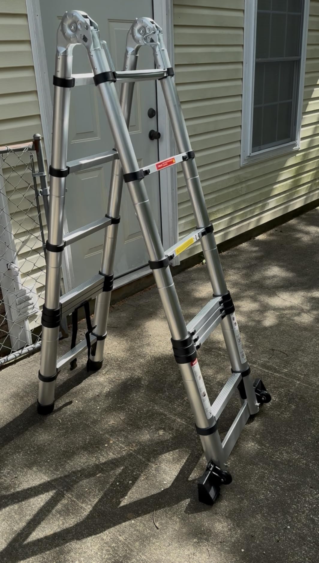Telescoping Ladder with Hooks, 20.3 FT, Stabilizer & Wheels, Black customer photo 1