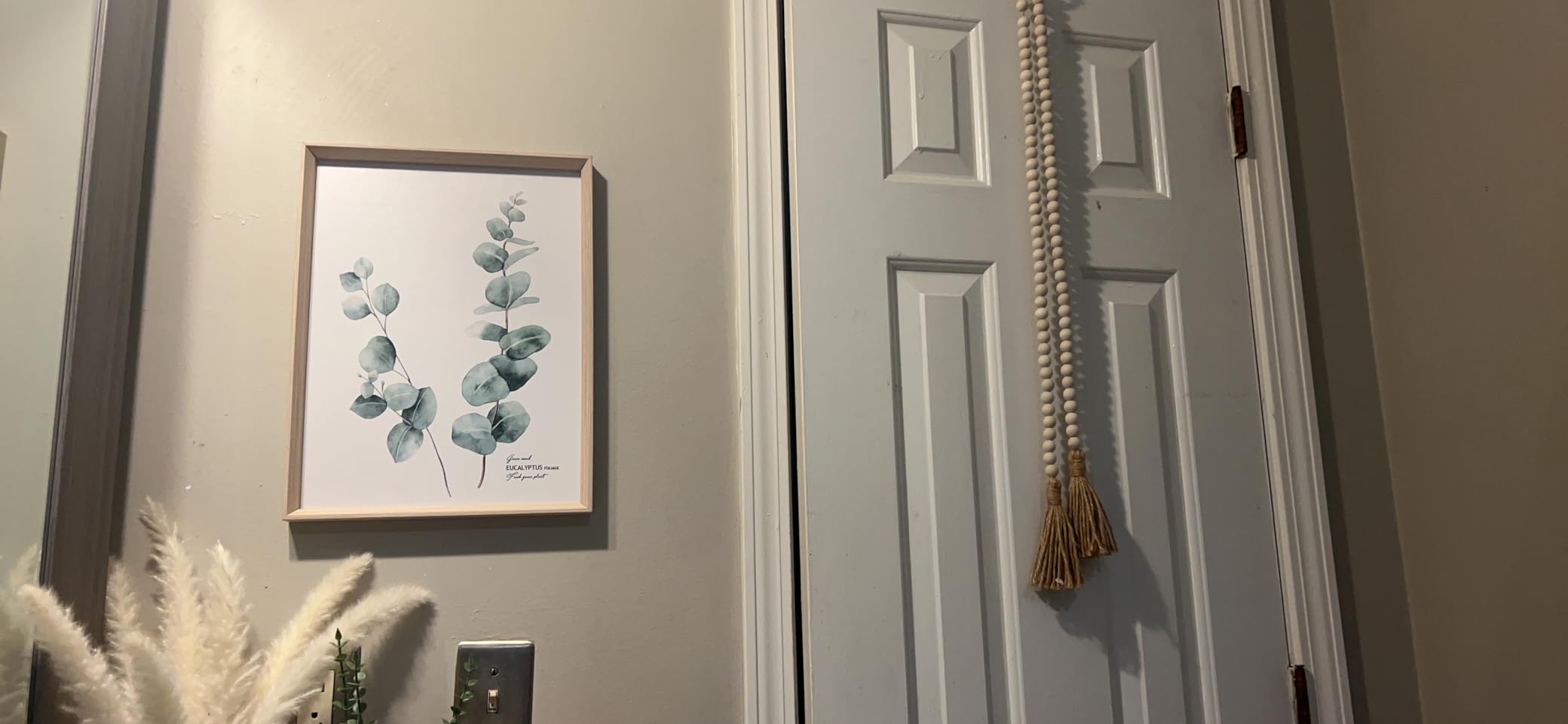 HesenDot Abstract Botanical Wall Art Set of 3, 30x40CM Neutral Plant Framed Canvas Prints, Beige Green Boho Aesthetic Wall Decor for Living Room Bedroom Bathroom Office Home customer photo 2