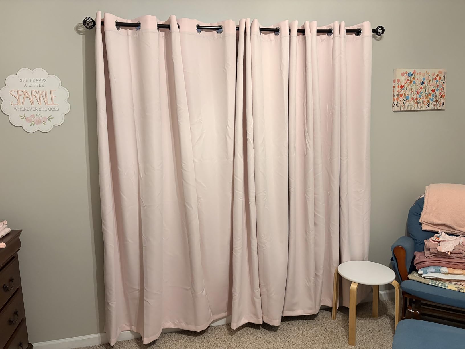 LEMOMO 100% Blackout Curtains 52 x 84 Inches Long Thermal Insulated Baby Pink Curtains with Black Liner Set of 2 Panels for Nursery Room customer photo 1