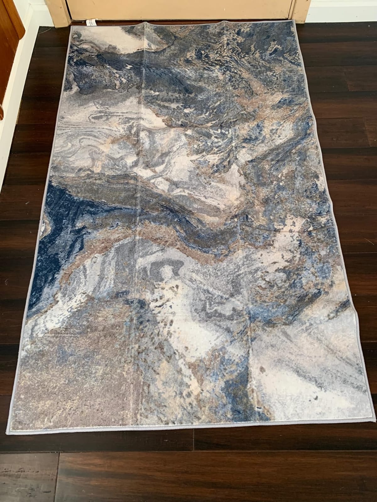 8ft Round Rug for Living Room: Large Round Area Rugs for Dining Room Entryway Bedroom - Soft Non-Slip Circle Carpet - Blue and Gold Modern Abstract Marble customer photo 1