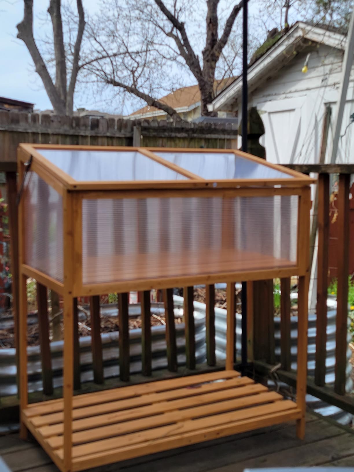 Giantex Wood Cold Frame Greenhouse, Portable Raised Flower Planter Protection with Transparent Openable Roof, Small Indoor Outdoor Hot House for Garden Sunroom Balcony, 36”x33”x23” customer photo 2