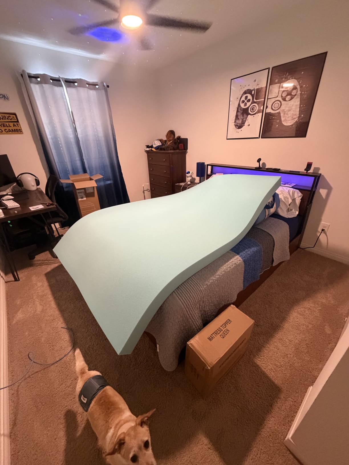 WhatsBedding 5 Inch Queen Mattress Topper Breathable Bamboo Viscose Air Layer,Memory Foam Mattress Topper Queen Size Blue. customer photo 2