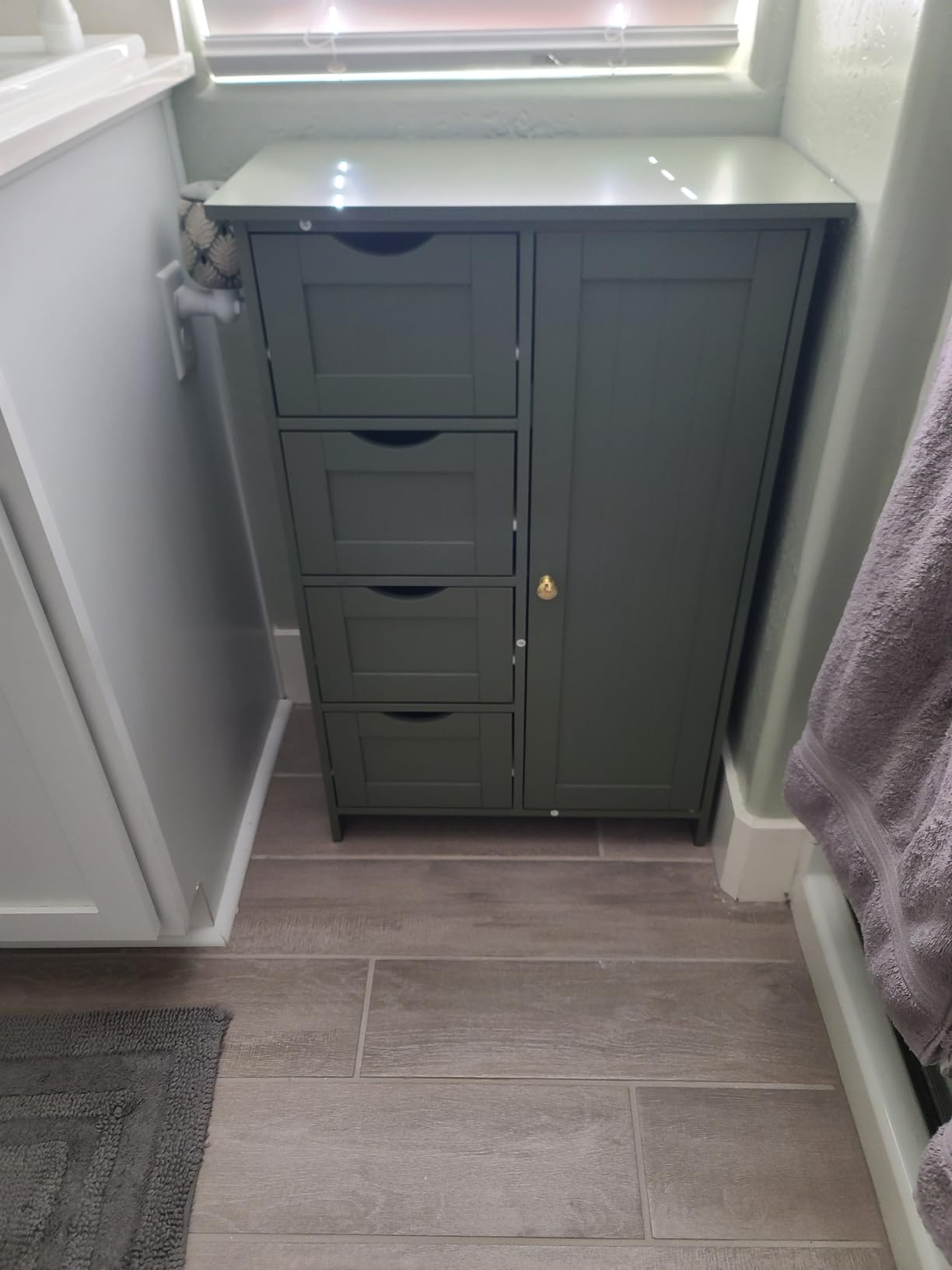 VASAGLE Floor Storage Cabinet, 2 Adjustable Shelves, 4 Doors,42.7
