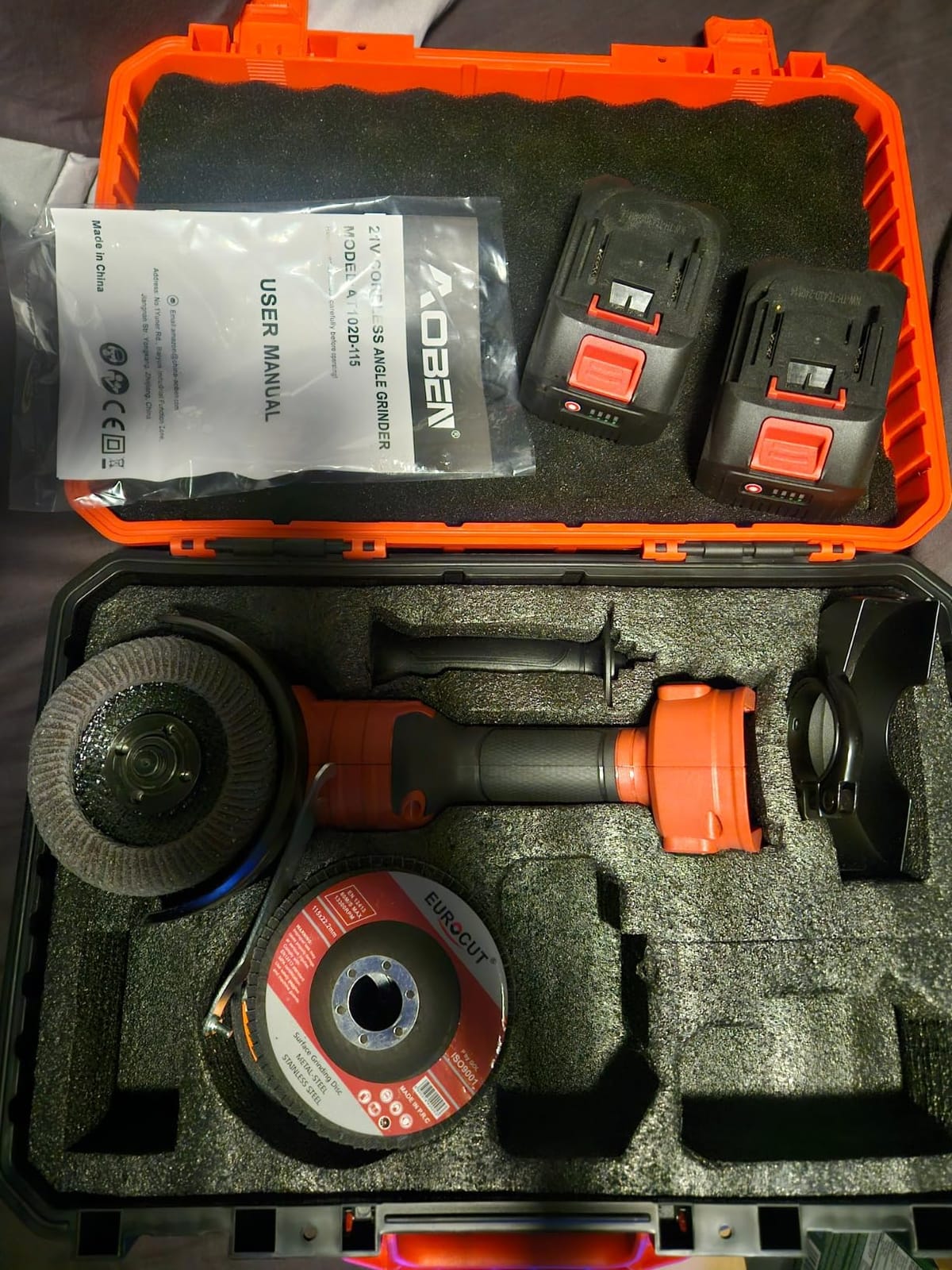 AOBEN 1200W Angle Grinder 4-1/2 inch | 10Amp, 11000 RPM, 6-Speed Corded Power Electric Cut off Tool with Switch Lock | for Heavy Duty Work & Metal Cutting, Grinding & Polishing customer photo 2