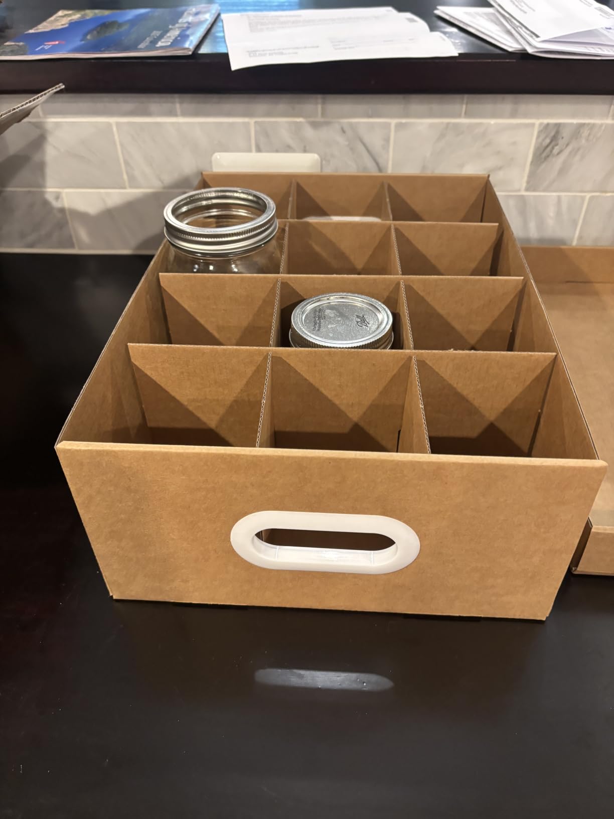 6 Pcs Canning Jar Storage Boxes, Cardboard Mason Jar Storage Box, 16 oz with Handles and Dividers, Stackable Mason Jar Organizers and Storage, Heavy-Duty Kraft customer photo 1