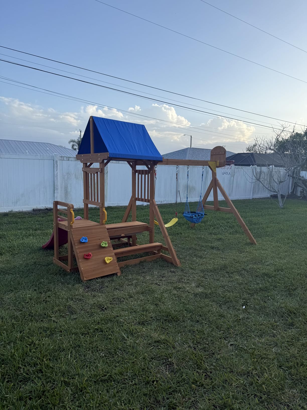 Wooden Swing Sets for Backyard with Monkey Bar, Outdoor Playset for Age 3-6 customer photo 1