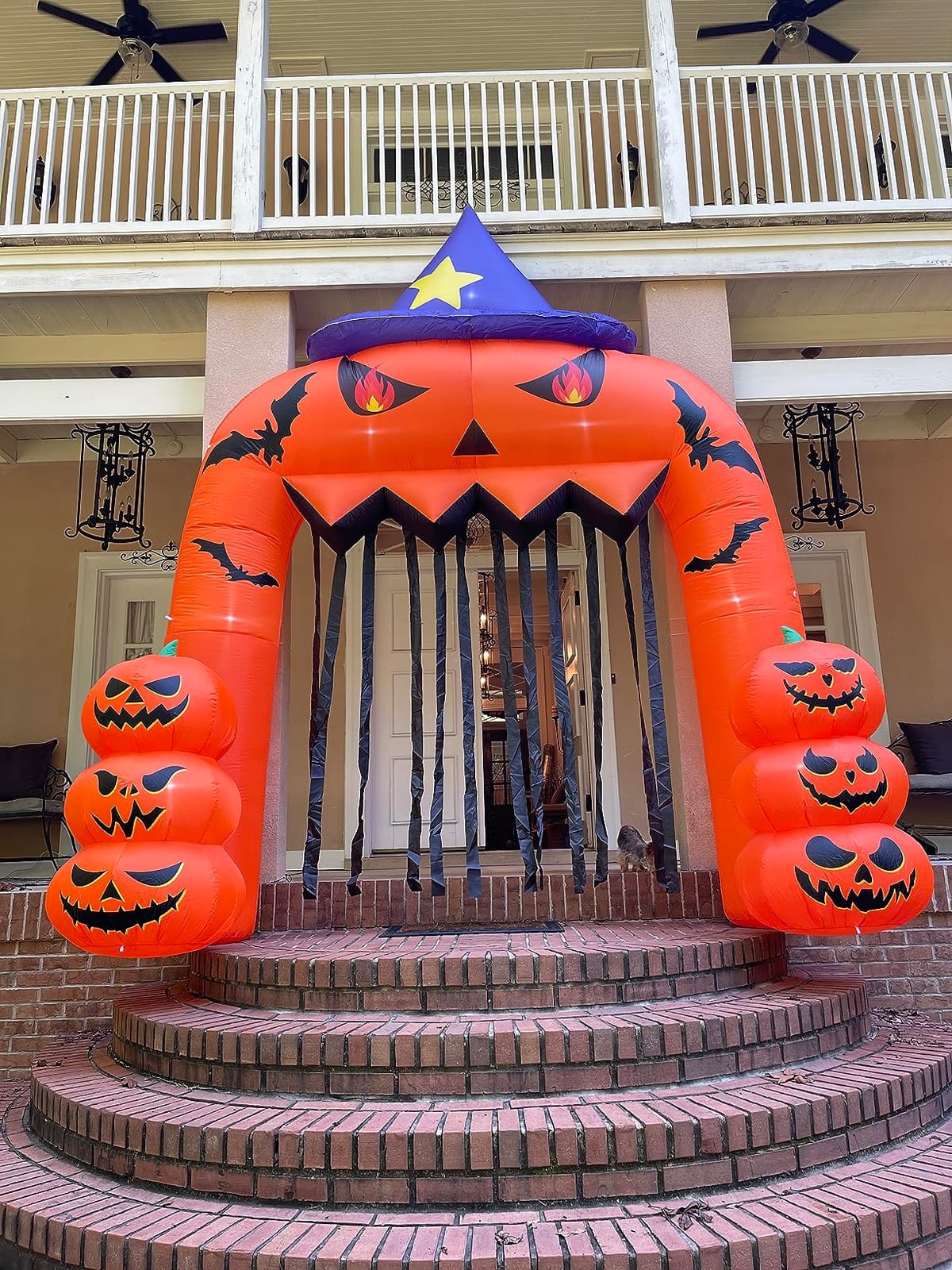 10FT Giant Led Lighted Halloween Inflatables Skeleton for Roof Garden customer photo 2