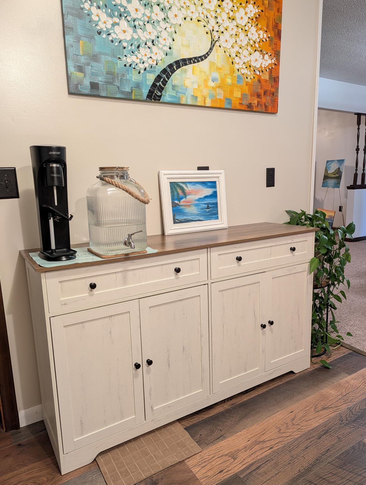 VASAGLE Buffet Cabinet, Sideboard, 4 Doors, 55.1 x 15.8 x 31.5 Inches customer photo 1