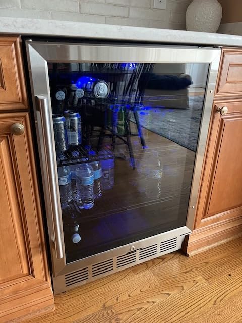 FoMup Wine Fridge Dual Zone, Freestanding Wine Cooler Refrigerator 180 Bottles Large Capacity with Sliding Rail Wooden Shelves and Door Lock, Black customer photo 1