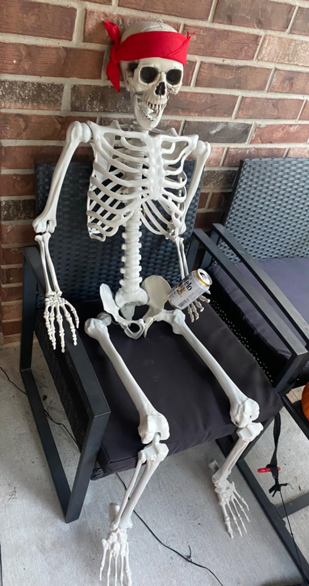 8ft Halloween Giant Skeleton - Posable with Glowing Eyes & Luminescent Paint, Tall Outdoor Skeleton Full Body Life-Like Bones for Halloween Decorations customer photo 1