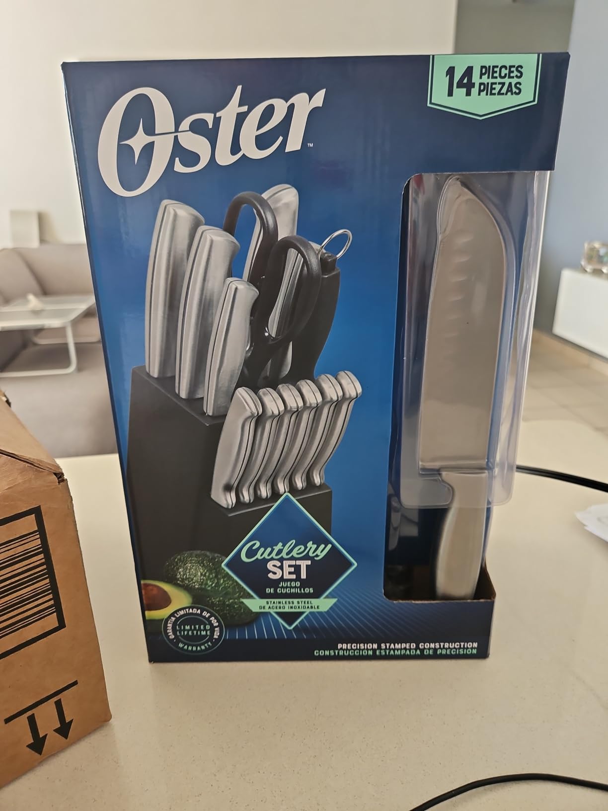 Oster Baldwyn Stainless Steel Cutlery Knife Set, Brushed Satin, 14-Piece customer photo 1