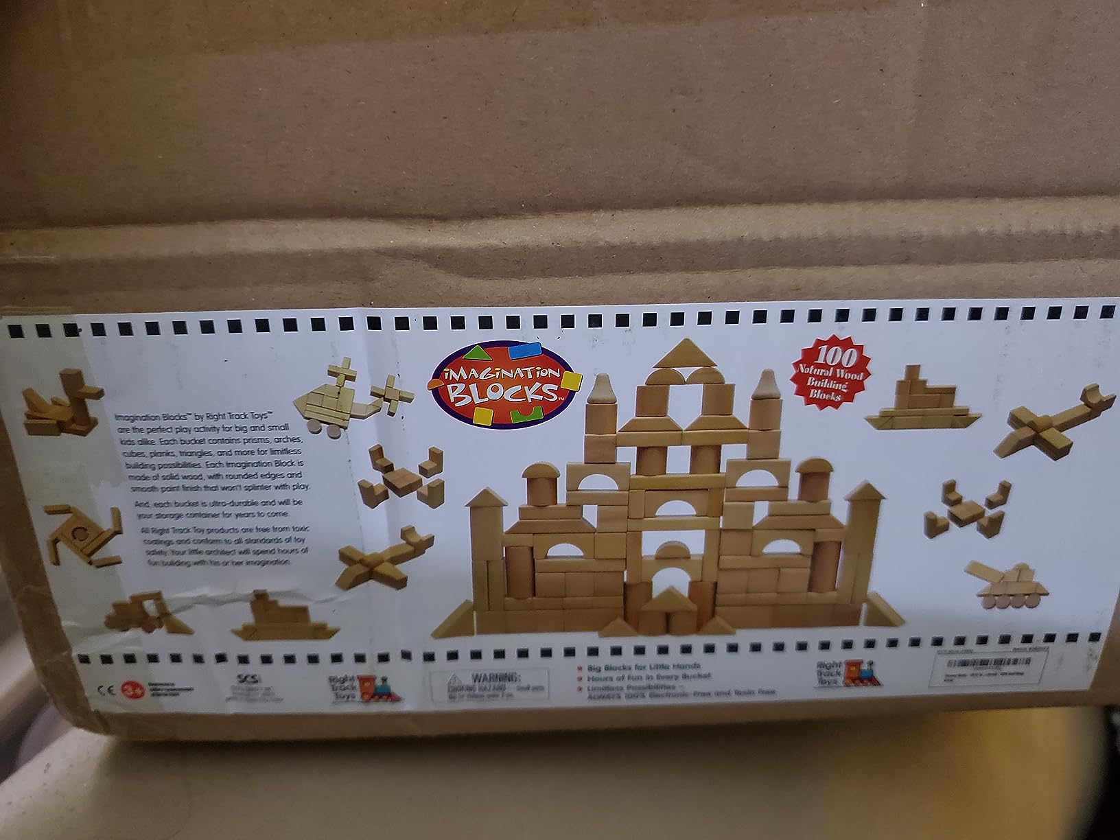 Wooden Blocks Set - 100 Pc Natural Colored Wood Building Block Toys- 100% Real Wood, 14 Different Shapes, Great Gift for Kids or School Project, Hands On Indoor Activity Play- Build, Stack and Create customer photo 1