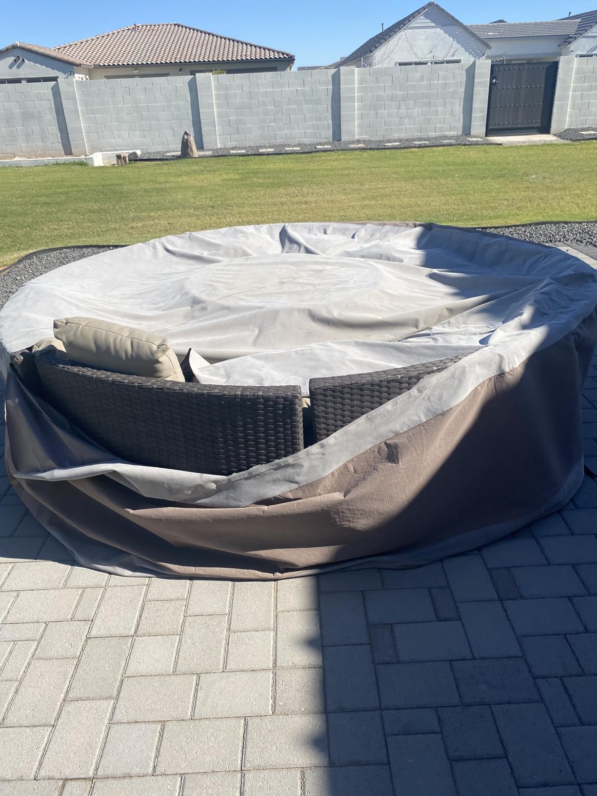 Duck Covers Ultimate Waterproof Round Patio Table & Chair Set Cover, 108 Inch customer photo 2