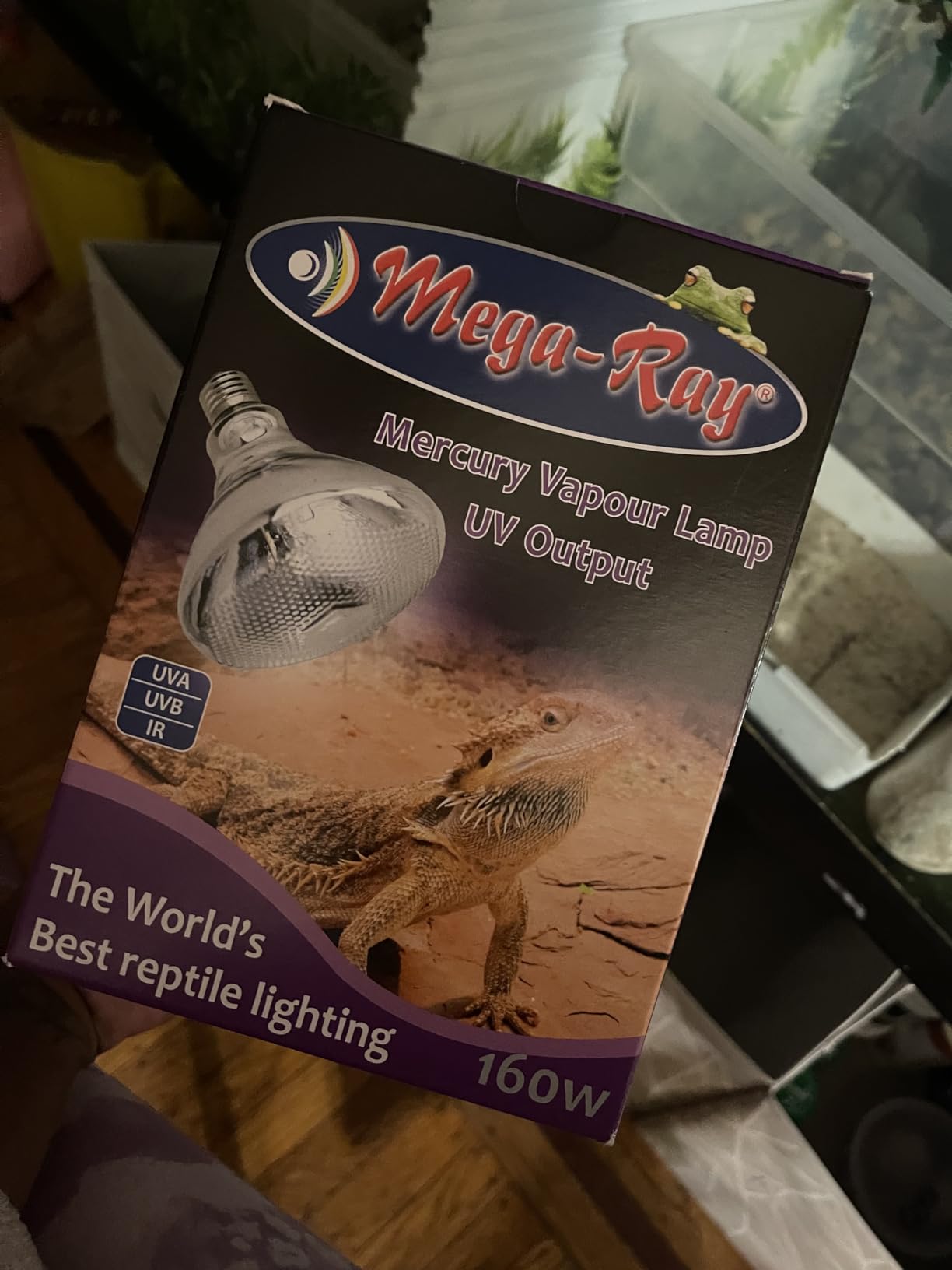Mega-Ray Mercury Vapor UV Light Bulb/Lamp for Reptile and Amphibian Use Tortoise Lizard, UVA UVB, High-Intensity Heat Bulb of UV and Basking - 160 Watts (120V) customer photo 1