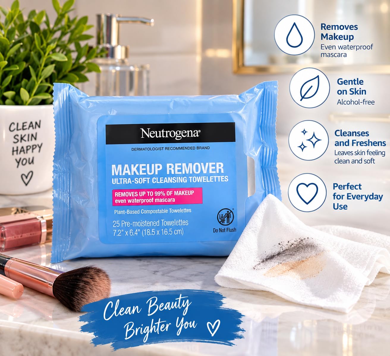 Neutrogena Makeup Remover Micellar Wipes, 2 Pack of 25 Ct customer photo 2