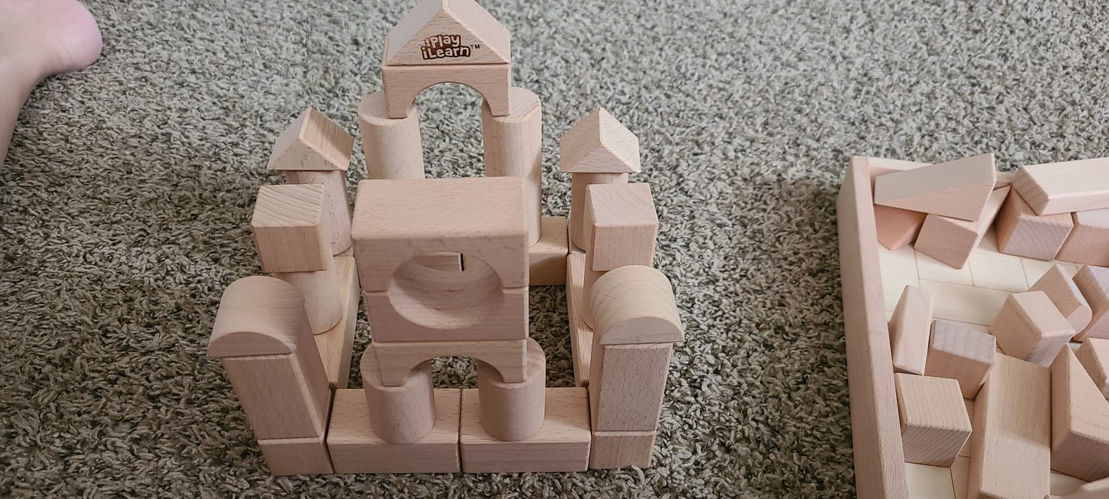 iPlay, iLearn Kid Wooden Building Block Toy Set, Toddler Natural Wood Block customer photo 1