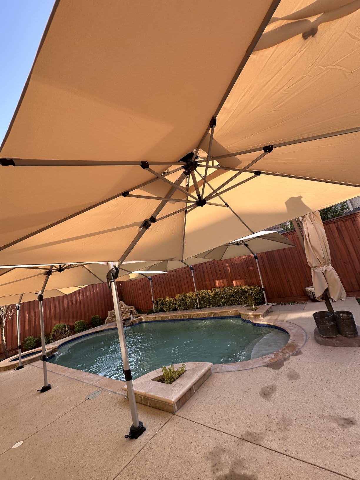 PURPLE LEAF Cantilever Patio Umbrellas 10' x 10' Double Top, Turquoise Blue customer photo 2
