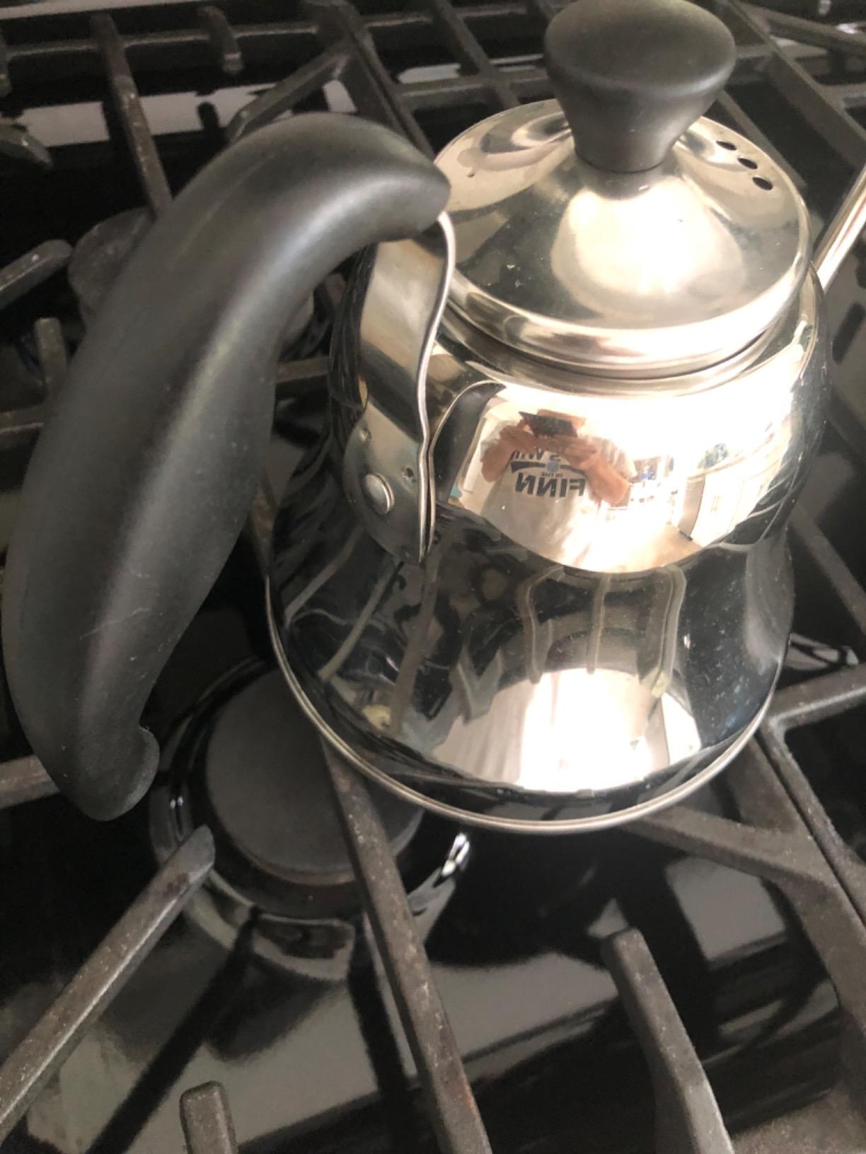 Tea Kettle for Stovetop, Gooseneck Pour Over, Flow Control, 28oz, Silver customer photo 2