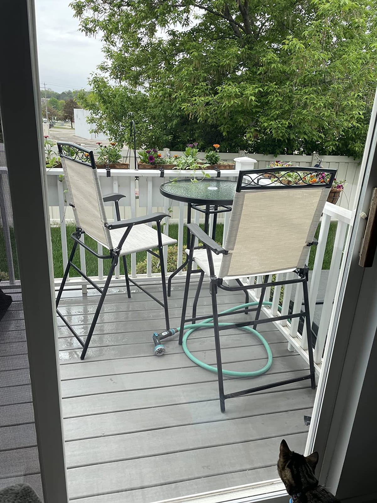 Outsunny 4 Piece Outdoor Bar Set with Umbrella, Patio Dining Set Brown customer photo 1