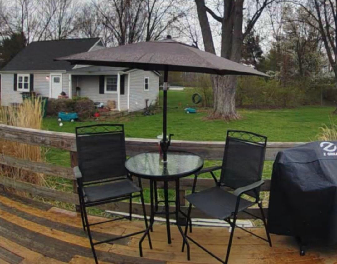 Outsunny 4 Piece Outdoor Bar Set with Umbrella, Patio Dining Set Brown customer photo 2