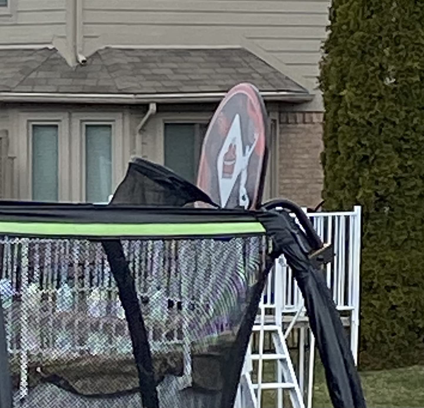 Jump Tastic Trampoline Trampoline Basketball Hoop, Fits Straight and Curved Pole Basketball Hoop for Trampoline, Universal Attachment with Mini Ball and Pump customer photo 2