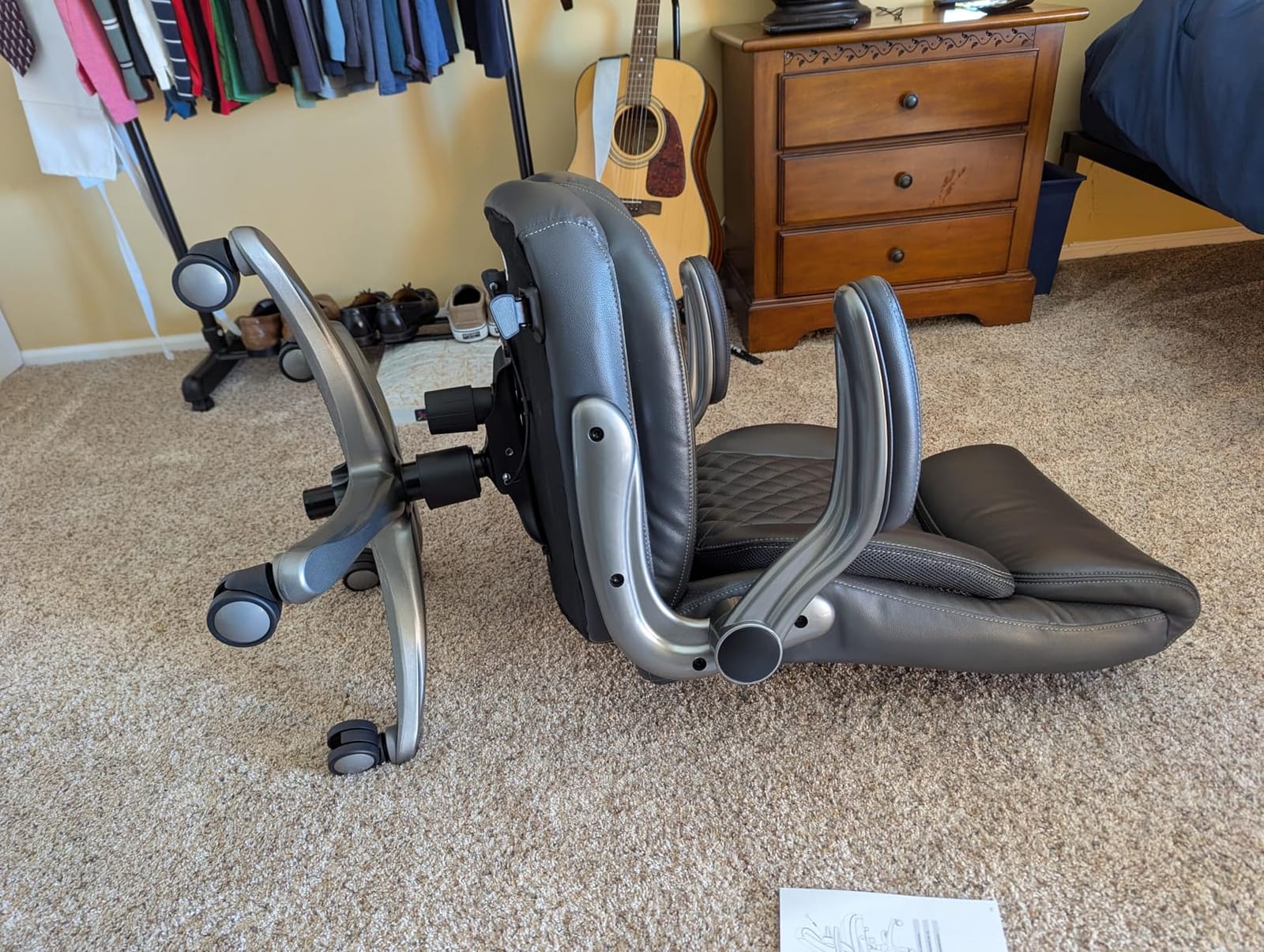 Amazon Basics Ergonomic Executive Office Chair with Adjustable Lumbar Support, Flip-up Arms, Height Adjustable, 360° Rolling Swivel, Computer Desk Chair, Grey Leather customer photo 1