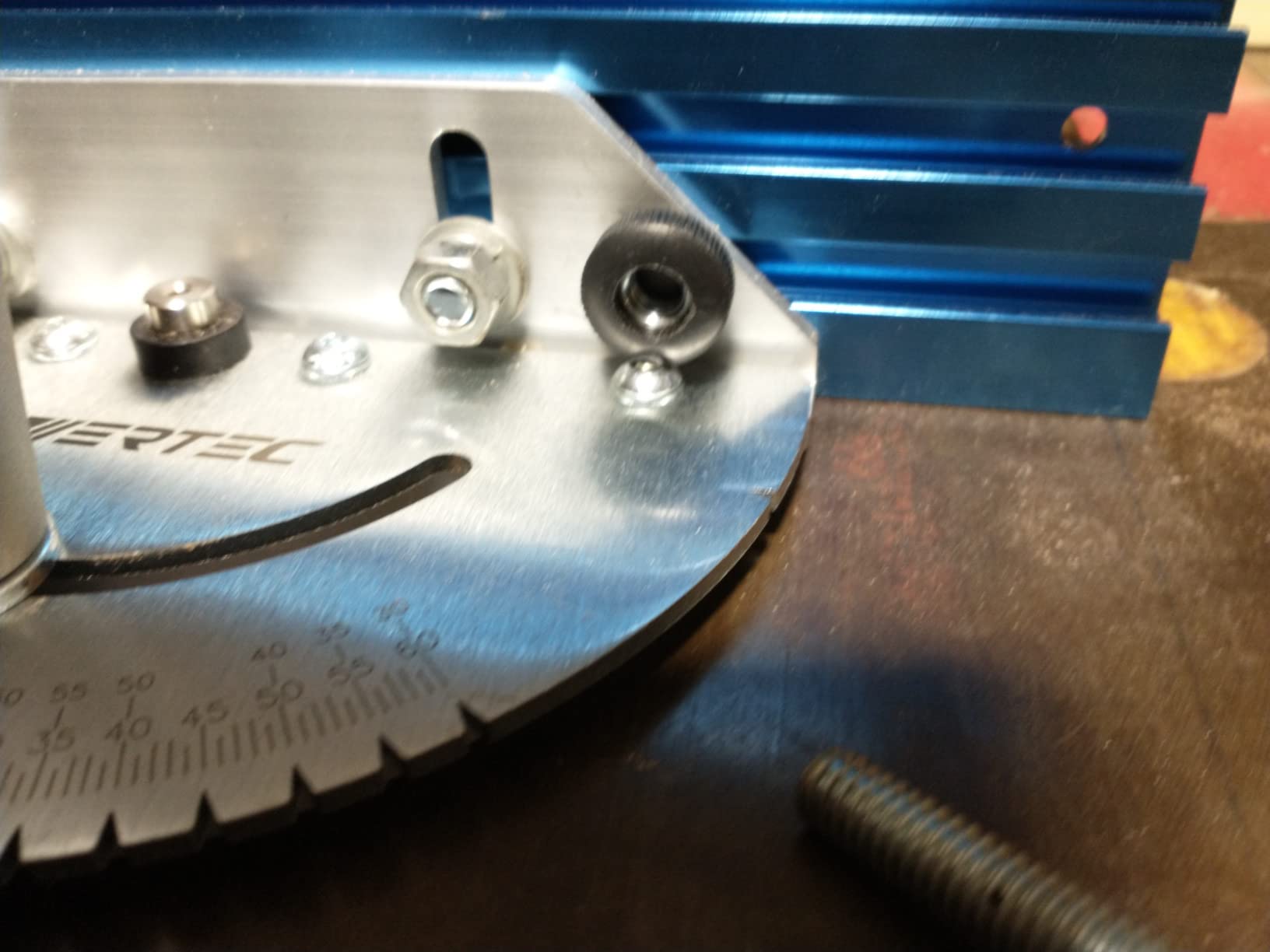 POWERTEC 71391 Table Saw Precision Miter Gauge System w/ 27 Angle Stops and 3/4”x 3/8”T-Slotted Miter Bar w/Removable T-Slot Plate; Includes 24”x 3” Multi T–Track Fence w/Scale, T-track Flip Stop customer photo 1