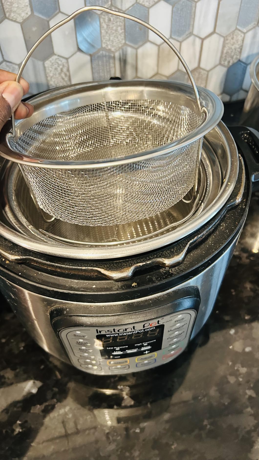 Instant Pot Official Mesh Steamer Basket Set, Stainless Steel, Dual-Purpose Steamer & Strainer, Easy-Lift Handle, Dishwasher Safe, Rust-Resistant, Essential Accessory for Healthy Cooking customer photo 1