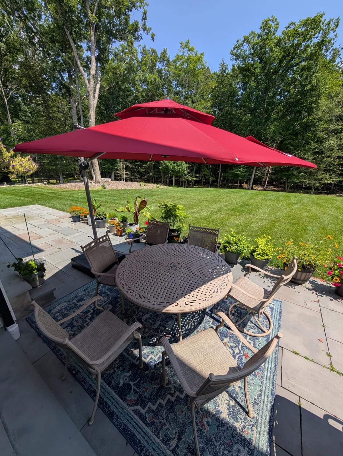 PURPLE LEAF Cantilever Patio Umbrella 10 FT Wind Resistant Canopy Brick Red customer photo 2