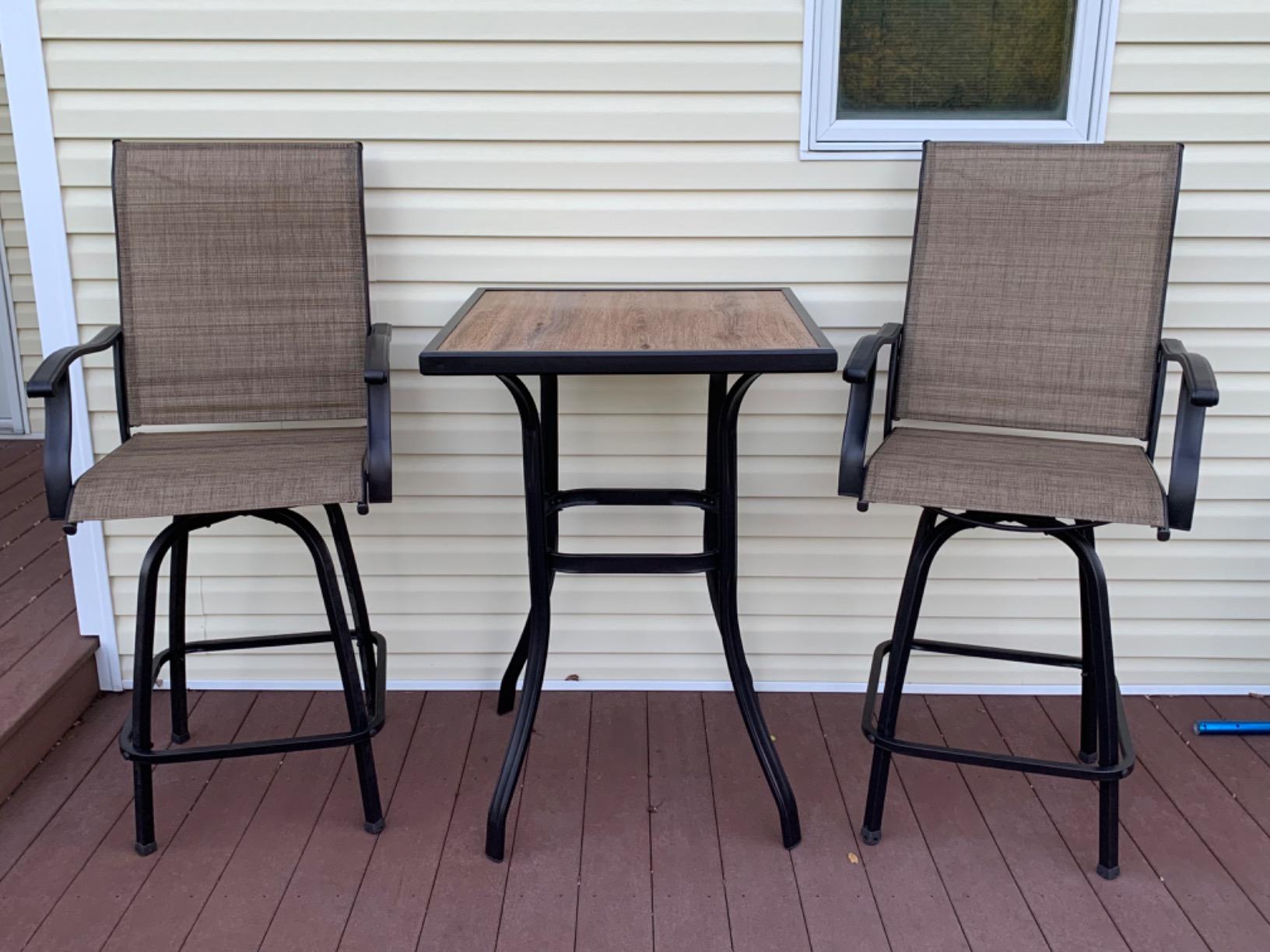 PHI VILLA Bar Height Patio Table and Chairs Set for 2 customer photo 2