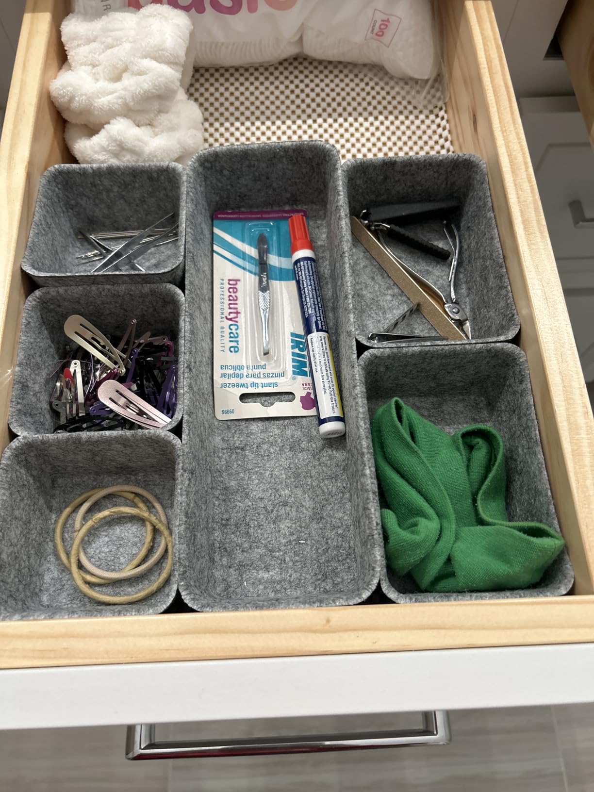 Welaxy 8pc Nordic Felt Desk Drawer Organizer Tray Beige Oatmeal Storage Bin customer photo 2