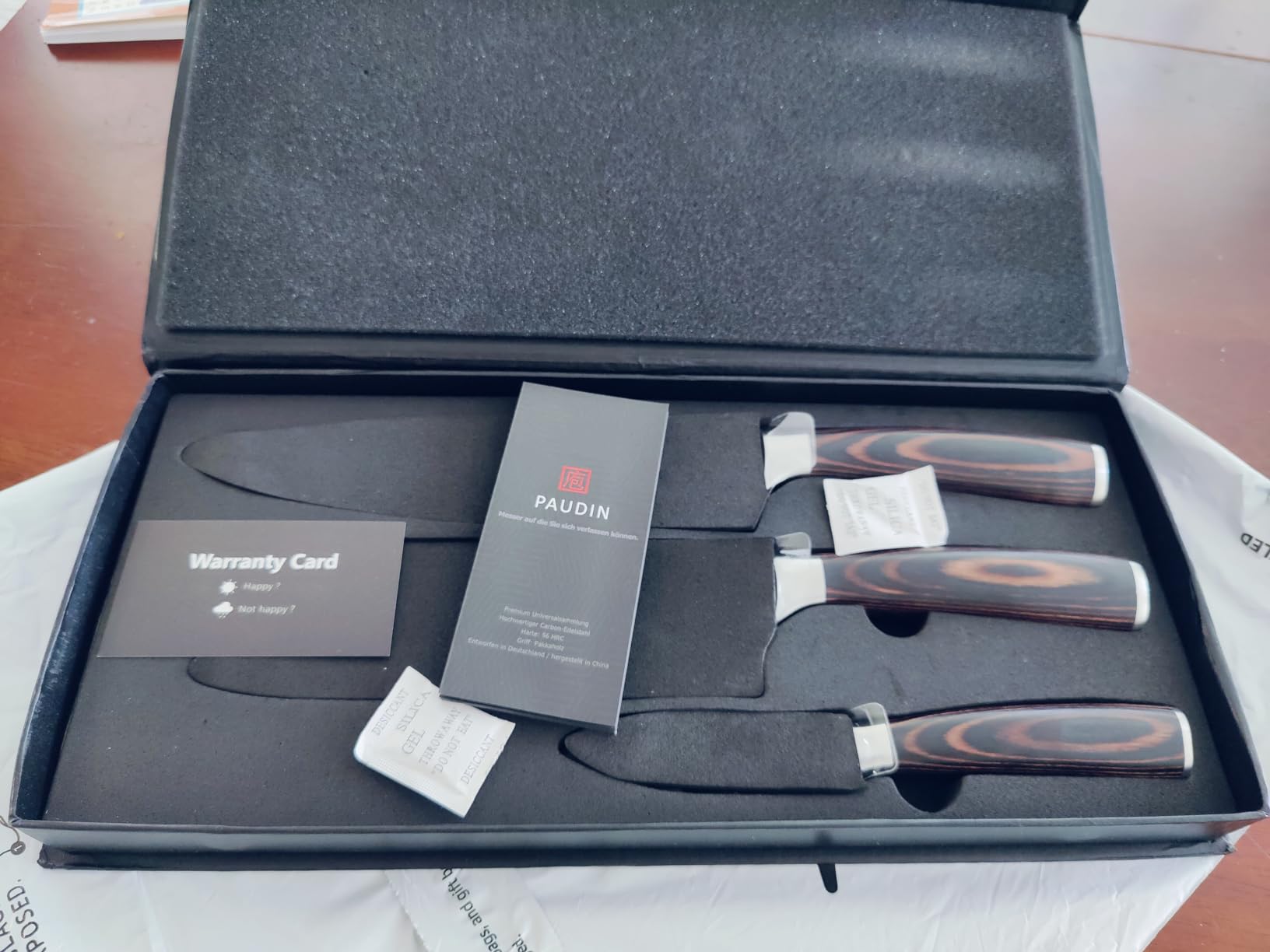 PAUDIN Kitchen Knife Set, 3 Piece High Carbon Stainless Steel Professional Chef Knife Set with Ultra Sharp Blade & Wooden Handle (Kitchen Knife Set 3 Pcs) customer photo 1