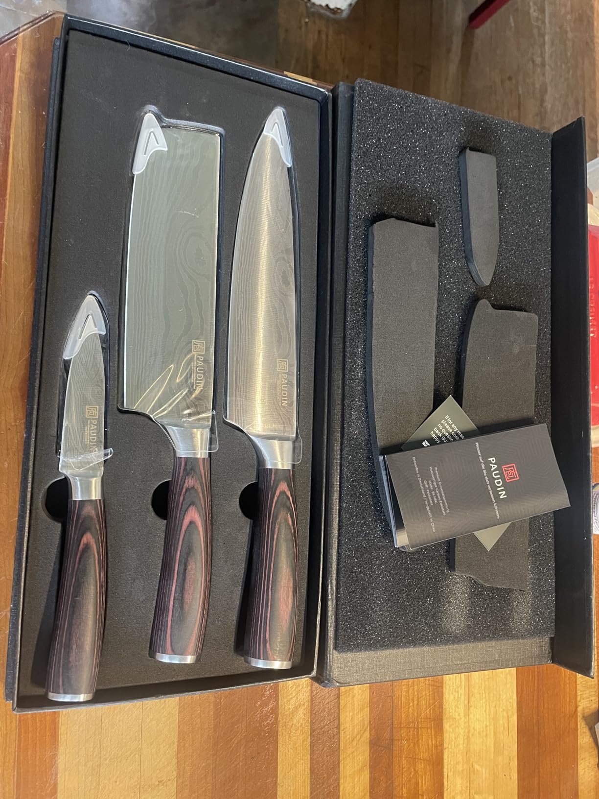 PAUDIN Kitchen Knife Set, 3 Piece High Carbon Stainless Steel Professional Chef Knife Set with Ultra Sharp Blade & Wooden Handle (Kitchen Knife Set 3 Pcs) customer photo 2