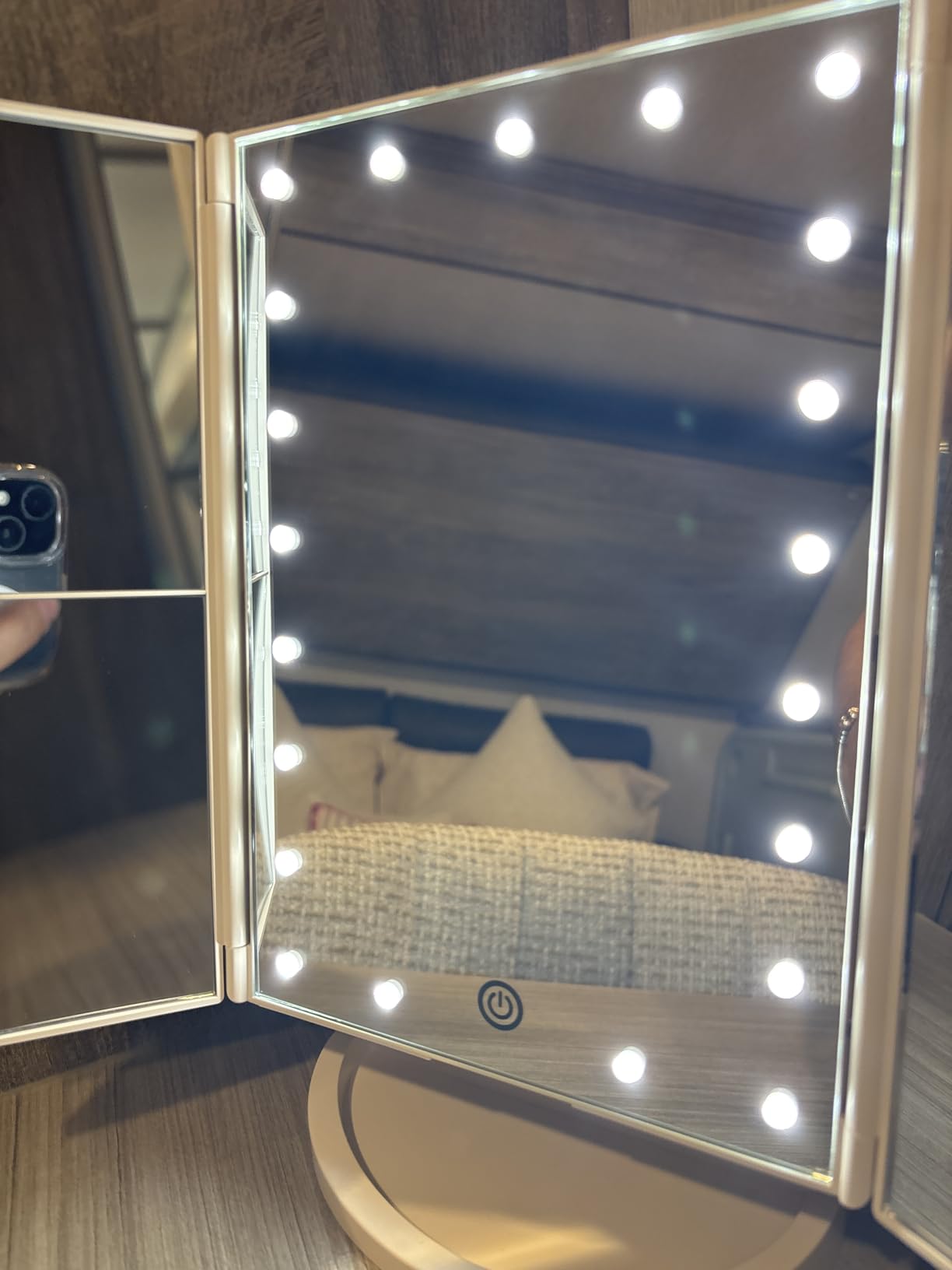 HUONUL 2X/3X/10X Magnifying Vanity Mirror with Light, Trifold Makeup Mirror customer photo 2