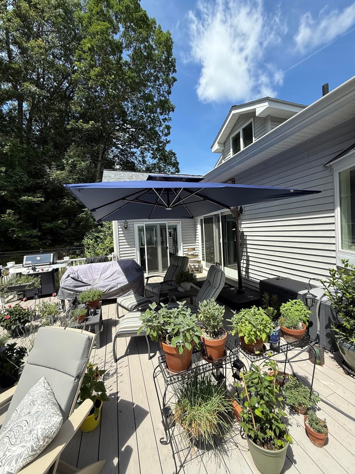 Cantilever Patio Umbrella with Cross Base and Cover Included - 360° Rotation Large Heavy Duty Offset Outdoor Umbrella with Easy Tilt for Pool Backyard Deck Garden (10x10 FT Khaki) customer photo 1