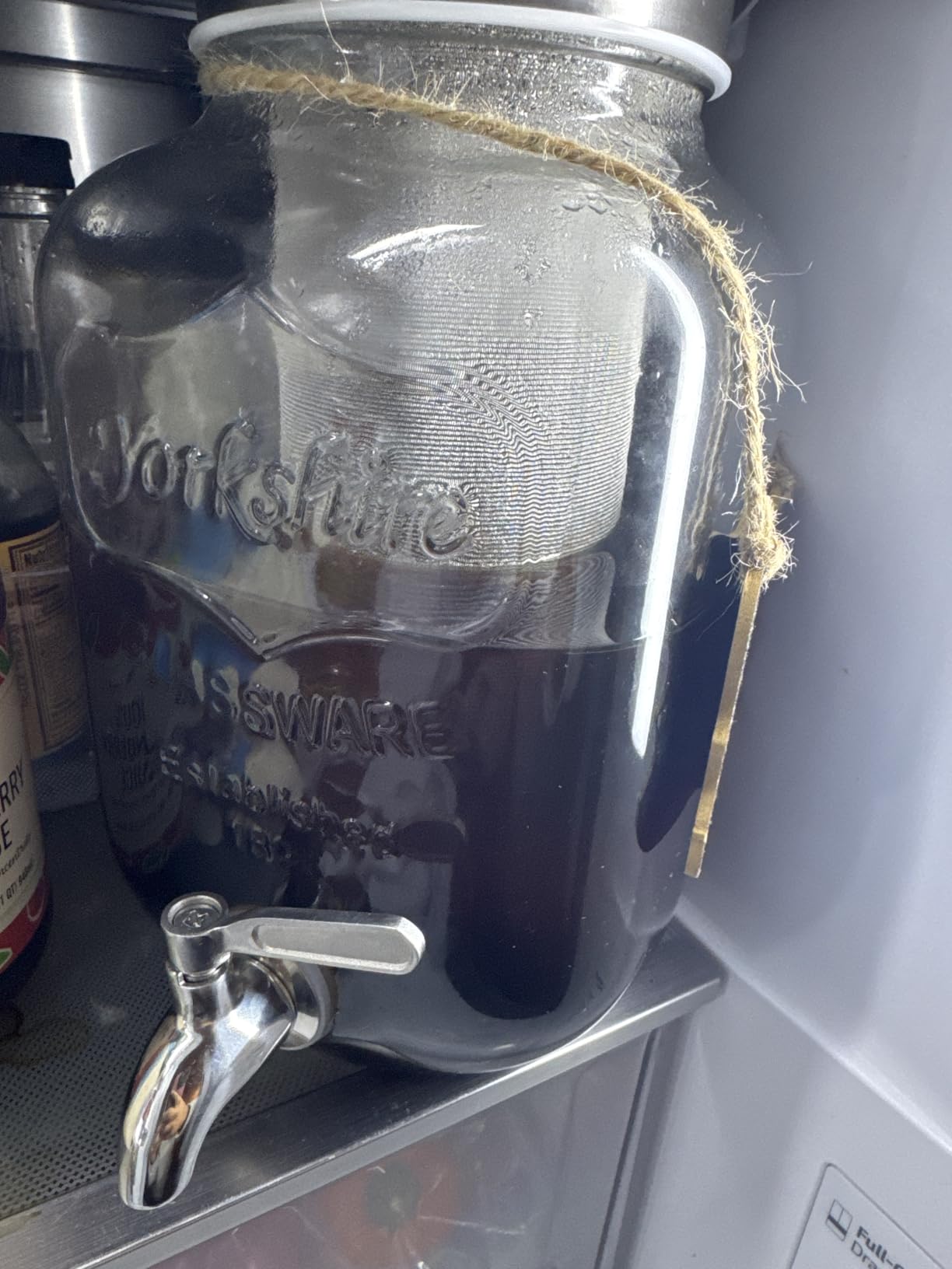 1 Gallon Cold Brew Coffee Maker - 3rd Generation Fine Mesh Filter - Stainless Steel Spigot - Extra Thick Large Glass Mason Jar Drink Dispenser Carafe, Iced Coffee Maker & Sun Tea Pitcher with Infuser. customer photo 1