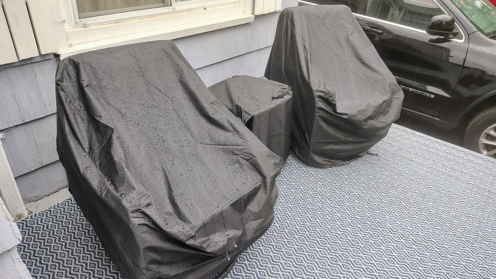 Patio Furniture Covers,Outdoor Furniture Cover Waterproof,Patio Furniture Set Covers for 3 Piece Outdoor Bistro,Patio Sofa Covers Set for 2 Chairs and Coffee Table,Black customer photo 1