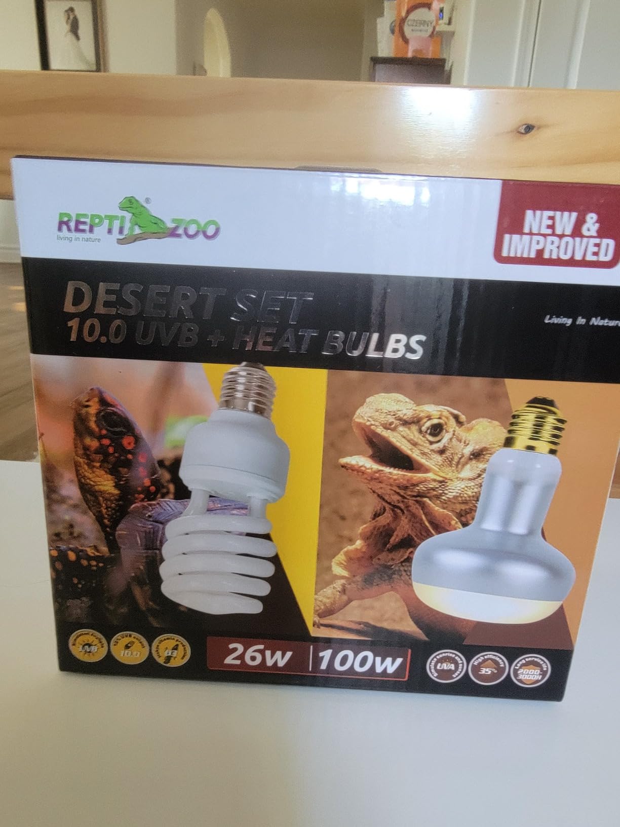 REPTI ZOO Reptile Heat Lamp Bulb and UVB 10.0 Reptile Light Combo Pack, 100W Intense Basking Spot Light UVA Heat Lamp Bulb, 26W Energy Saving UVA UVB Bulb Spiral Compact Bulb customer photo 2