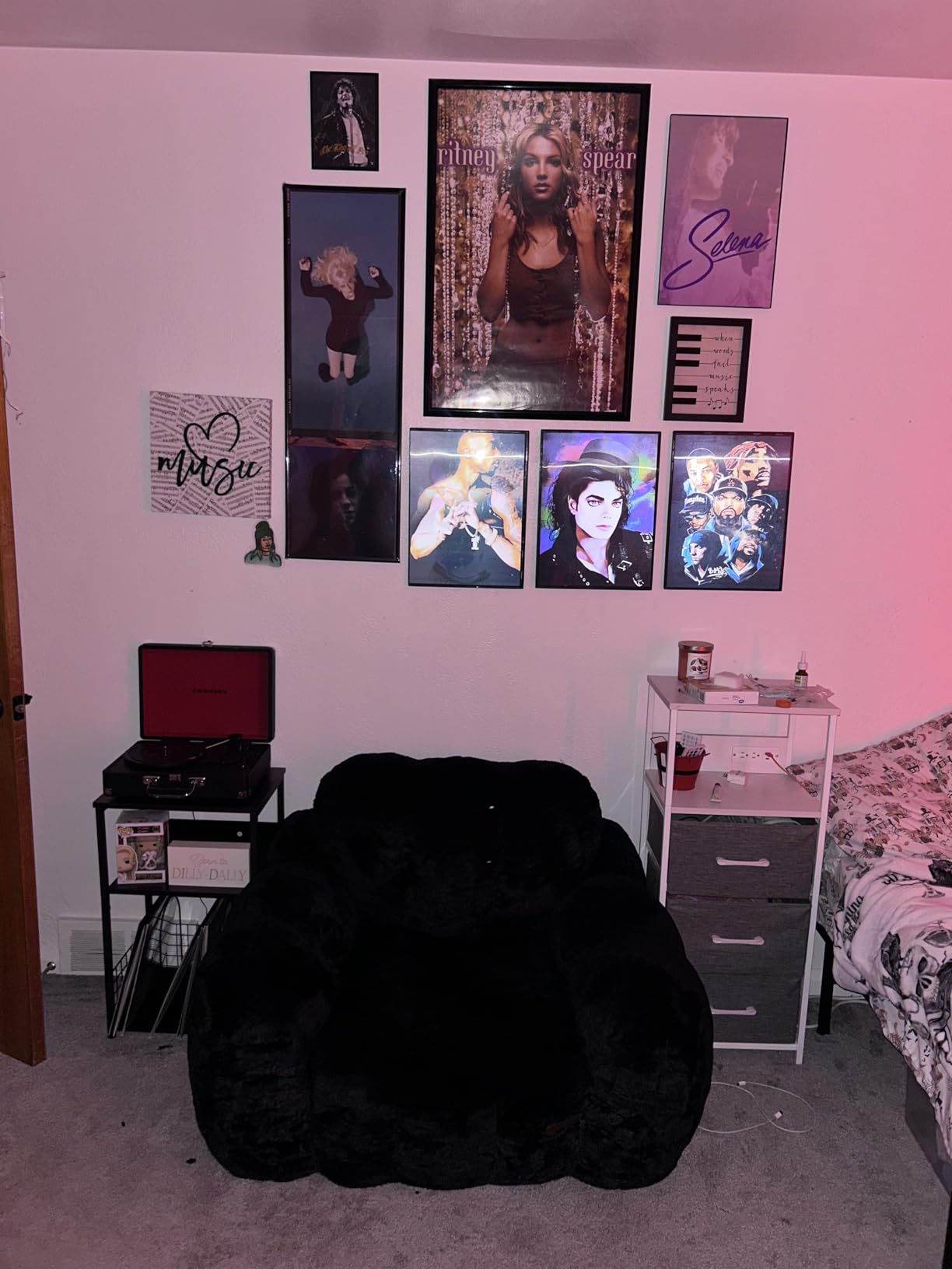 LELELINKY White Side Table,Small Printer Stand with Storage Shelf,3 Tier Industrial Bedside Tables,Vinyl Record Player Stand,Modern Sofa Night Stands for Living Room Bedroom Office Small Spaces customer photo 1