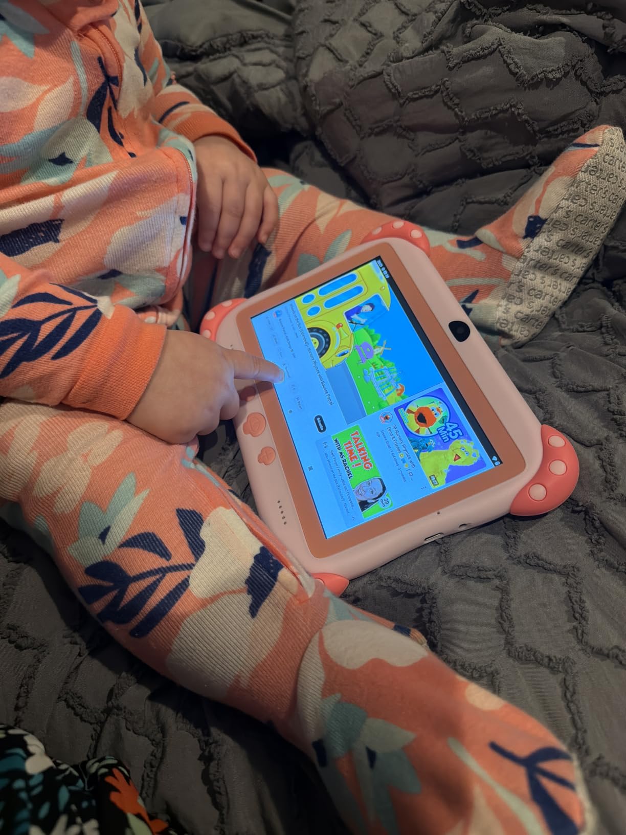 YINOCHE 7 inch Kids Tablet with Case, WiFi Tablets for Kids, Android Toddler Tablet, 32GB Storage, Dual Camera, Shockproof Case, Parental Controls Tablets Support Netflix YouTube (Green) customer photo 1