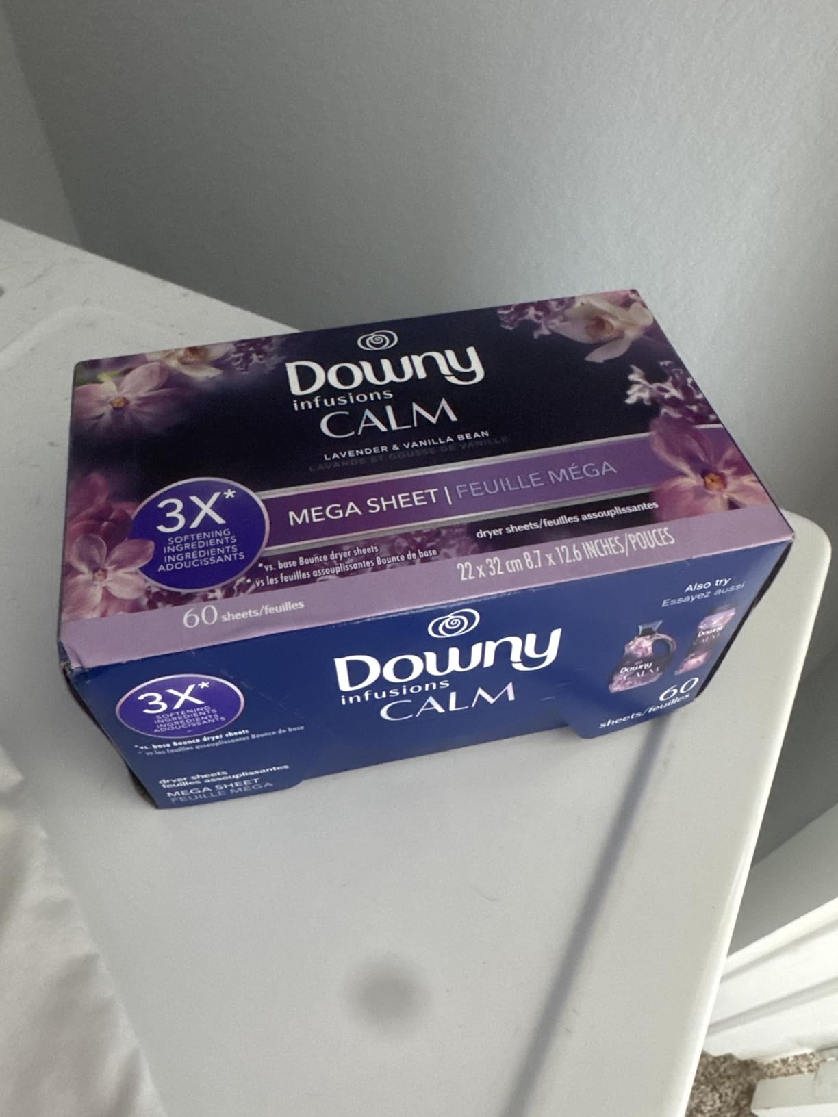 Downy Calm Mega Dryer Sheets, Large Fabric Softener Sheets for Laundry , Static Guard & Softness Boost, Laundry Dryer and Fabric Sheets, 180 Count customer photo 2