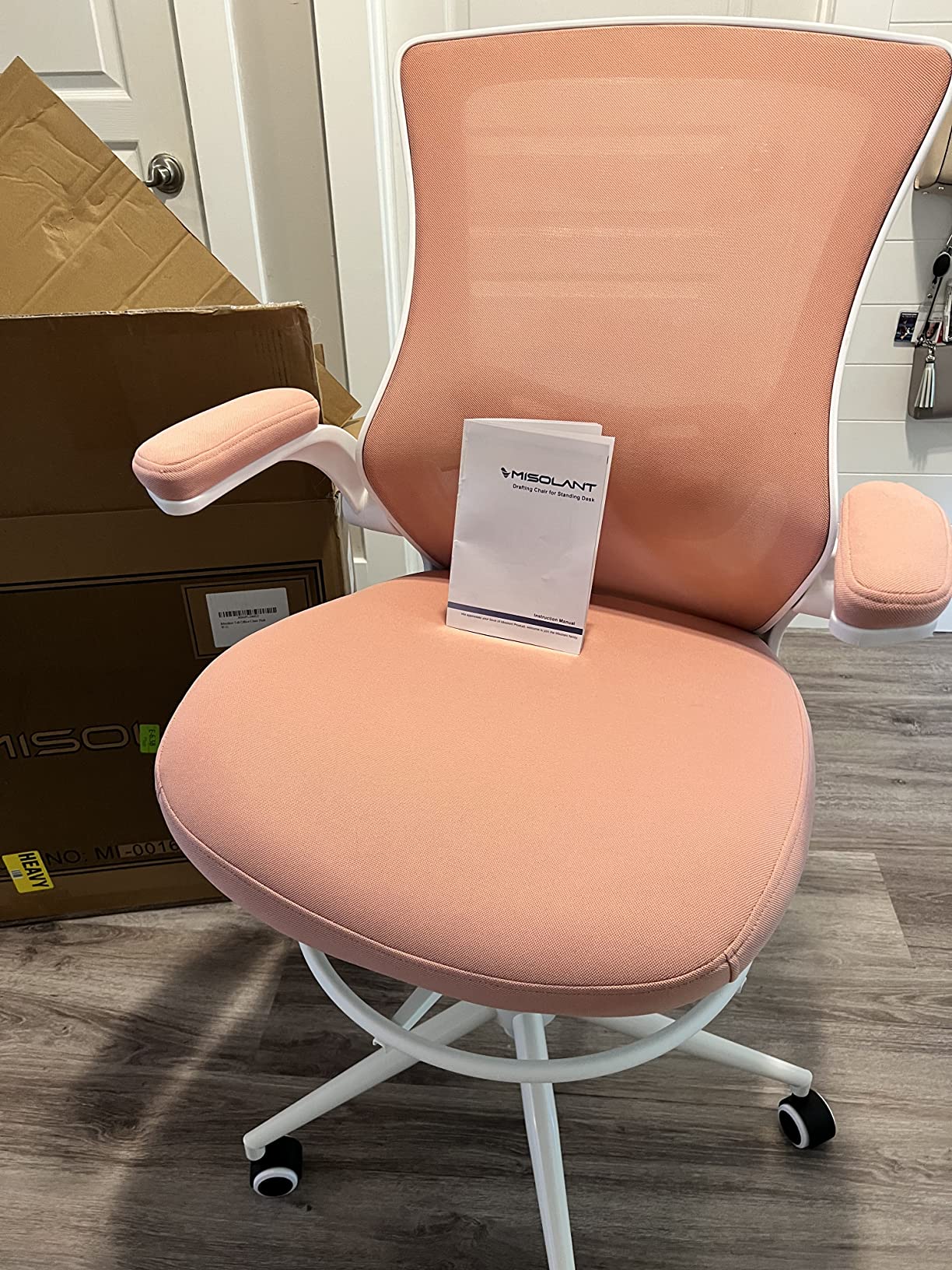 Misolant Tall Office Chair for Standing Desk, Drafting Chair with Footrest Ring, PU Leather Recline High Office Tall Desk Chair with Adjustable Lumbar Support customer photo 1