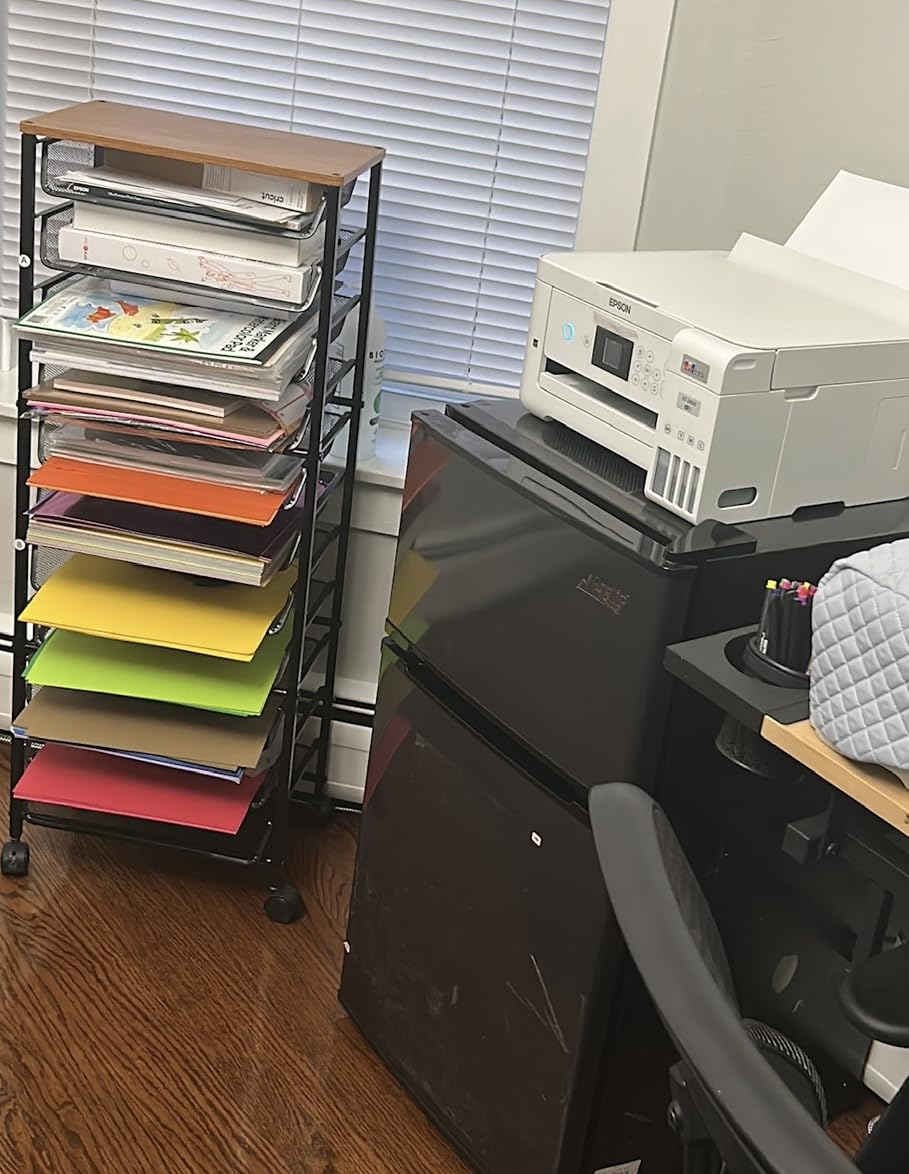Simple Trending 12-Tier Rolling File Cart, Desk File Organizer with 11 Mesh Sliding Trays, Letter & Legal Paper Storage Rolling Utility Cart for Office Home School, Black customer photo 2