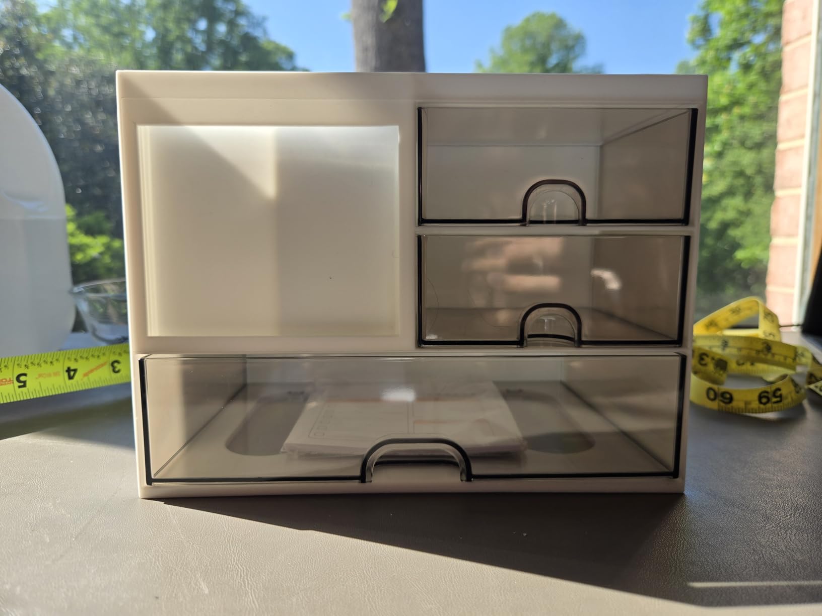 QIYVLOS Desk Organizer with 3 Drawer, Multi-Functional Pencil Pen Holder for Desk, Desk Organizers and Storage with 8 Compartments, Desktop Organizer for Office Home Art Supplies (White) customer photo 1