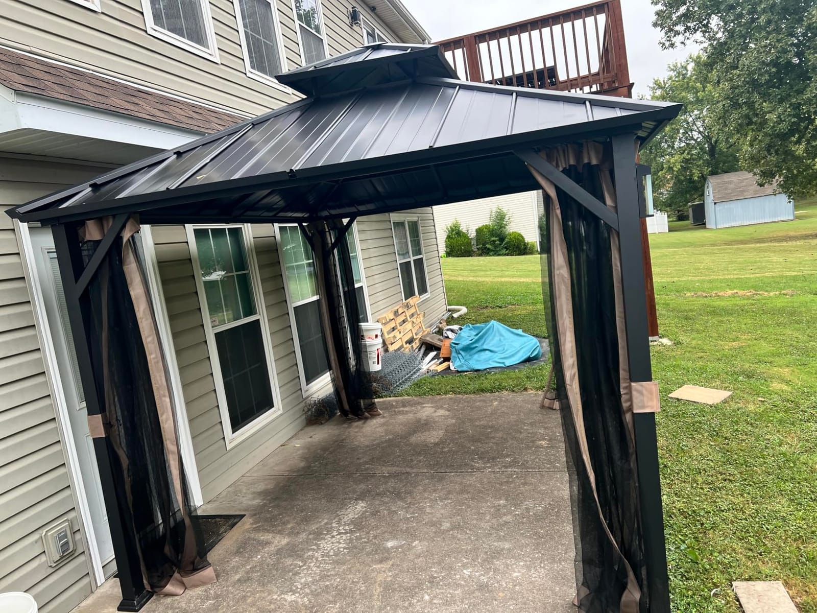 Modern Shade Aluminum Grill Gazebo 6x8 with USB Charging Power Strip, Black customer photo 1