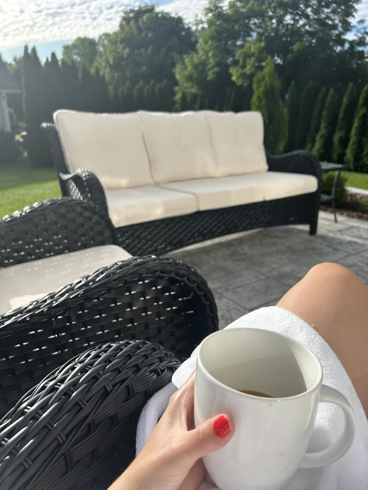 LayinSun 6 Pieces Outdoor Patio Furniture Set, Rattan Wicker Sectional Swivel Rocker Chairs Sets with Ottomans, Swivel Glider Chairs, and Coffee Table customer photo 2