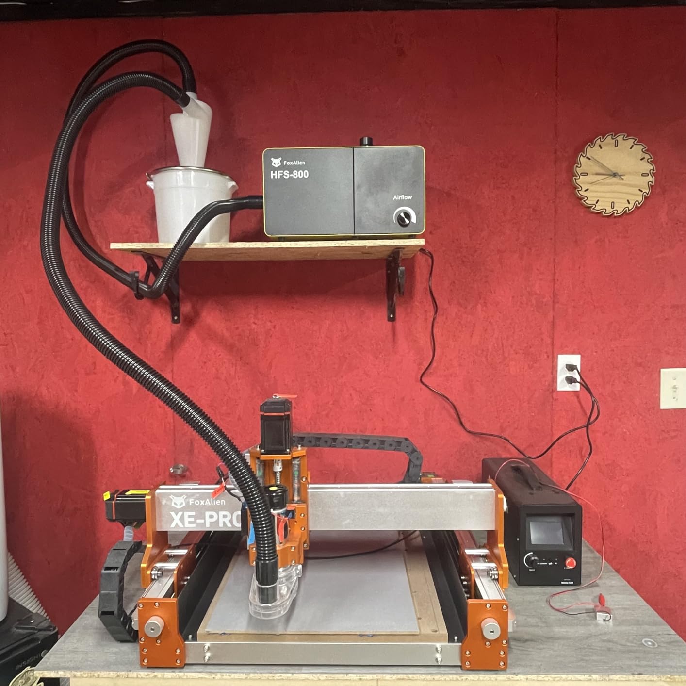FoxAlien 800W Desktop Dust Collector HFS-800, Powerful Vacuum System with Cyclone Separator, HEPA & Carbon Air Filtration for Woodworking and Acrylic Cutting, Adjustable Airflow, 110V customer photo 1
