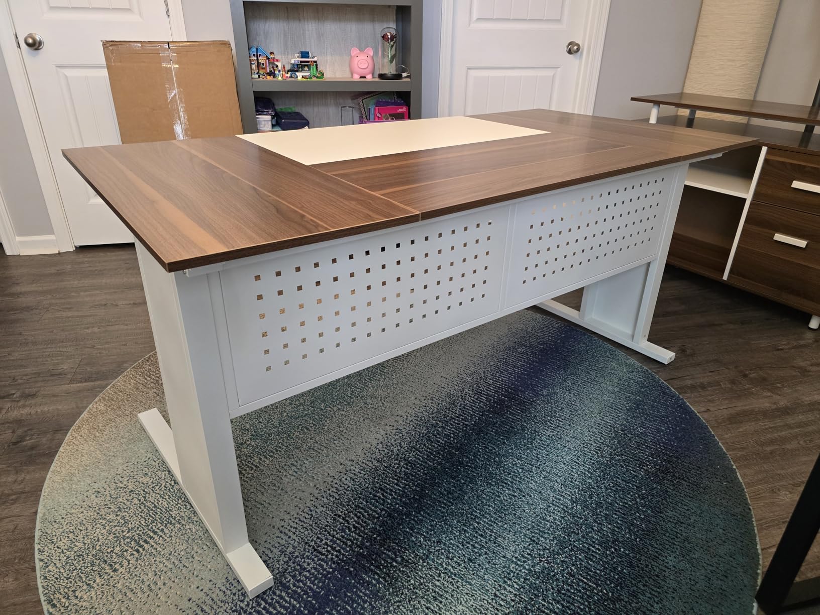 Tribesigns 63 Inch Executive Desk with File Cabinet, Large Office Desk L Shaped Computer Desk with Drawers and Storage Shelves, Business Furniture Desk Workstation for Home Office, Brown and Black customer photo 1