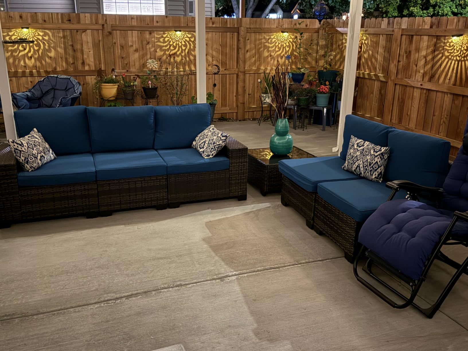 JOYURE 10 Pieces Patio Furniture Set All-Weather Outdoor Wicker Sectional Conversation Sofa Rattan Patio Seating Sofa with Cushion and Glass Table for Porch Poolside,Beige customer photo 1